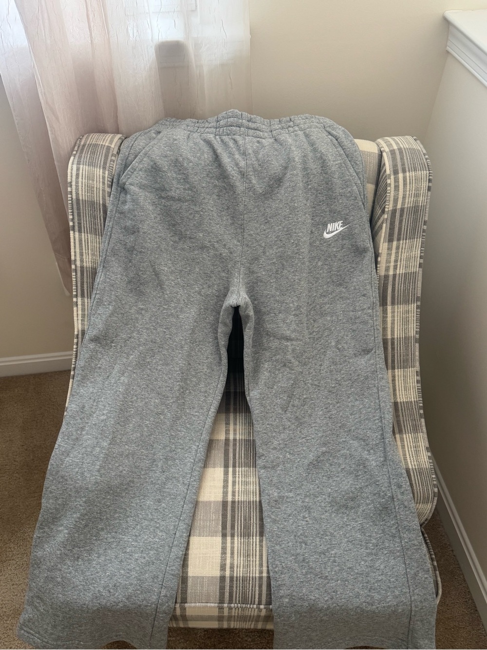 Nike Grey Kids Fleece Wide Leg Pant White Logo
